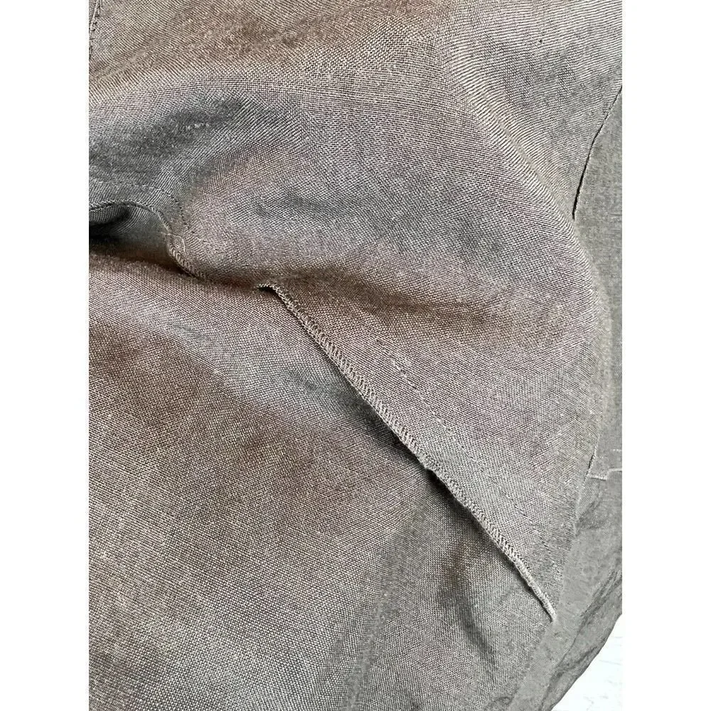 SANDRO green gray khaki linen rayon A-line frill skirt size 18W